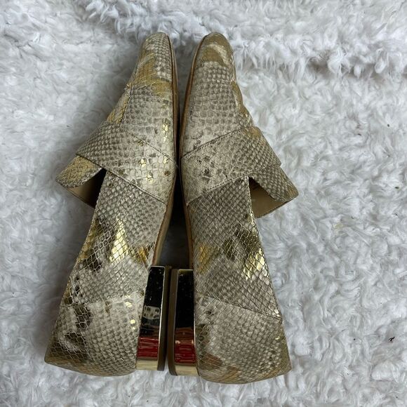 Michael Kors leather snake embossed metallic gold slip on loafers Size 7M - Picture 5 of 10